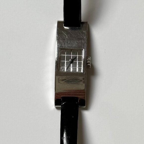 Coach Women\'s Silver Rectangular Swiss Quartz Watch with Black Leather Strap main image 6